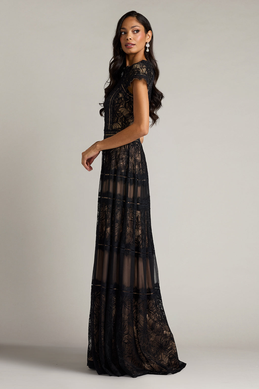 Ahern Orchid Lace Gown-BK/ND Side