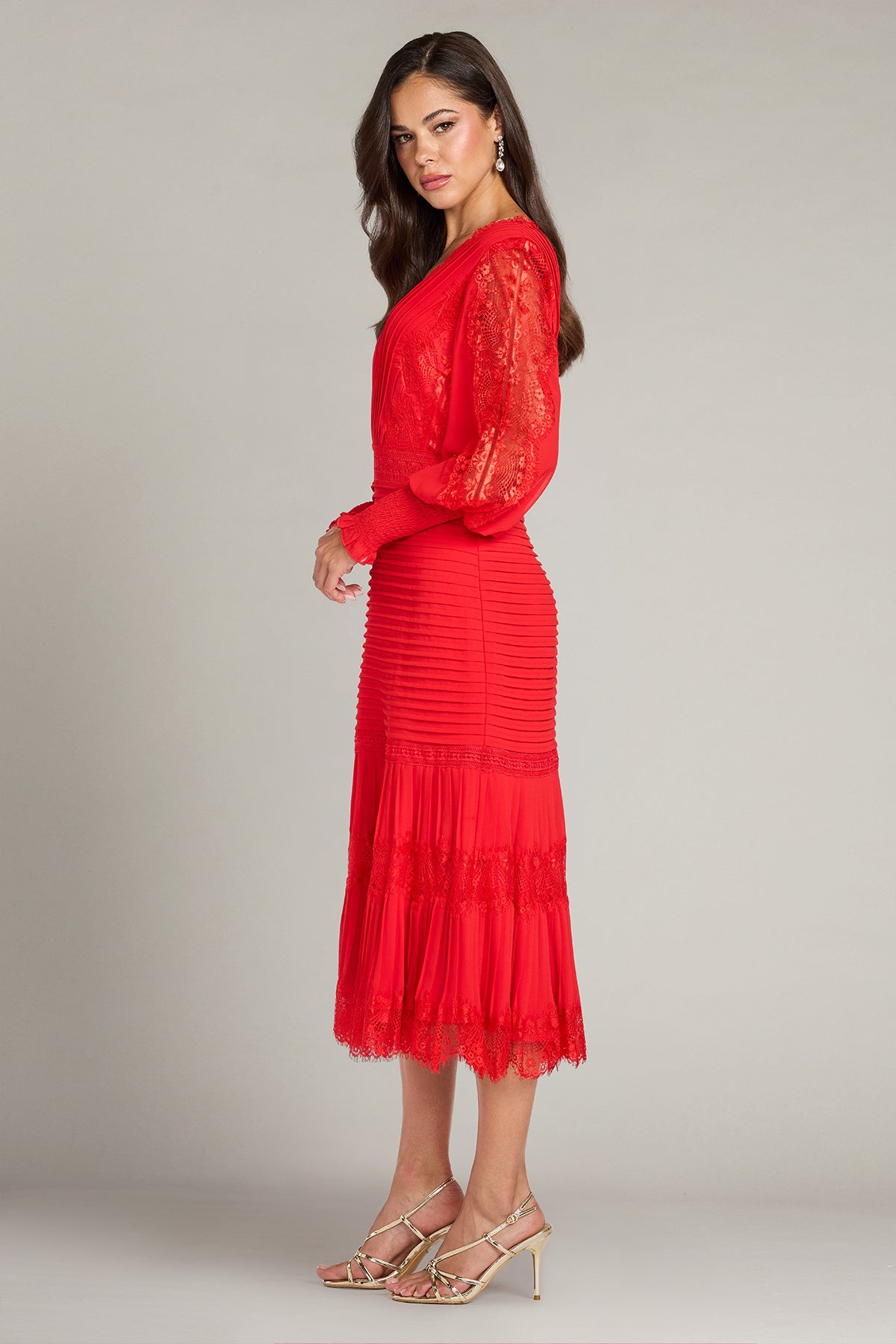 Nyssa Bishop Sleeve Dress-CHERY Side