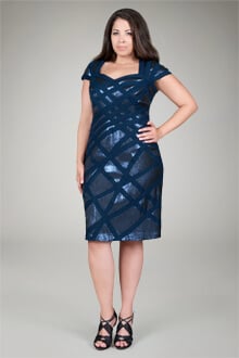 Mini Paillette Sweetheart Cocktail Dress in Navy