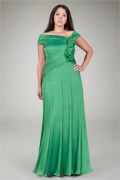 Iridescent Chiffon Draped Gown in Gucci Green