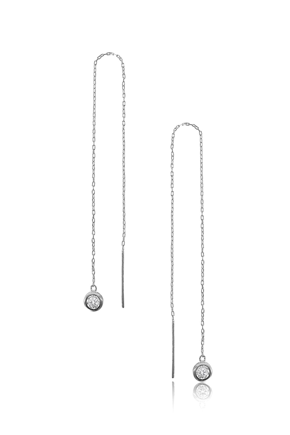 Tadashi Shoji - Sterling Silver Diamond Drop Long Earrings