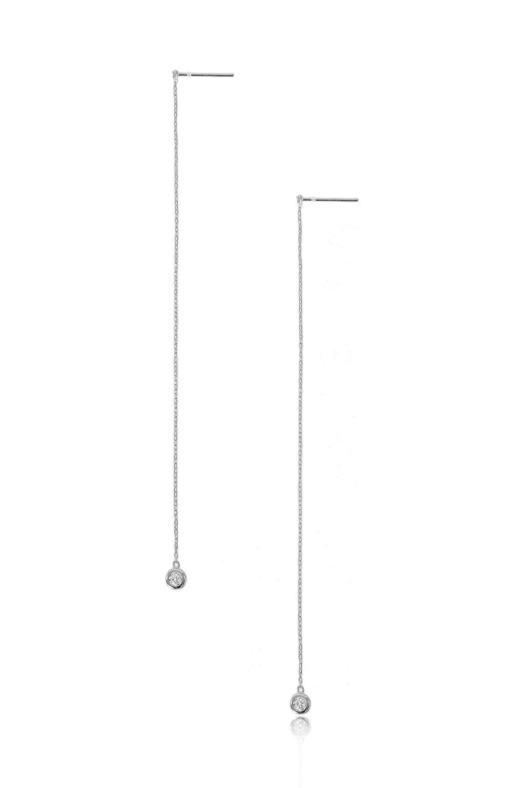 Tadashi Shoji - Sterling Silver Diamond Drop Long Earrings