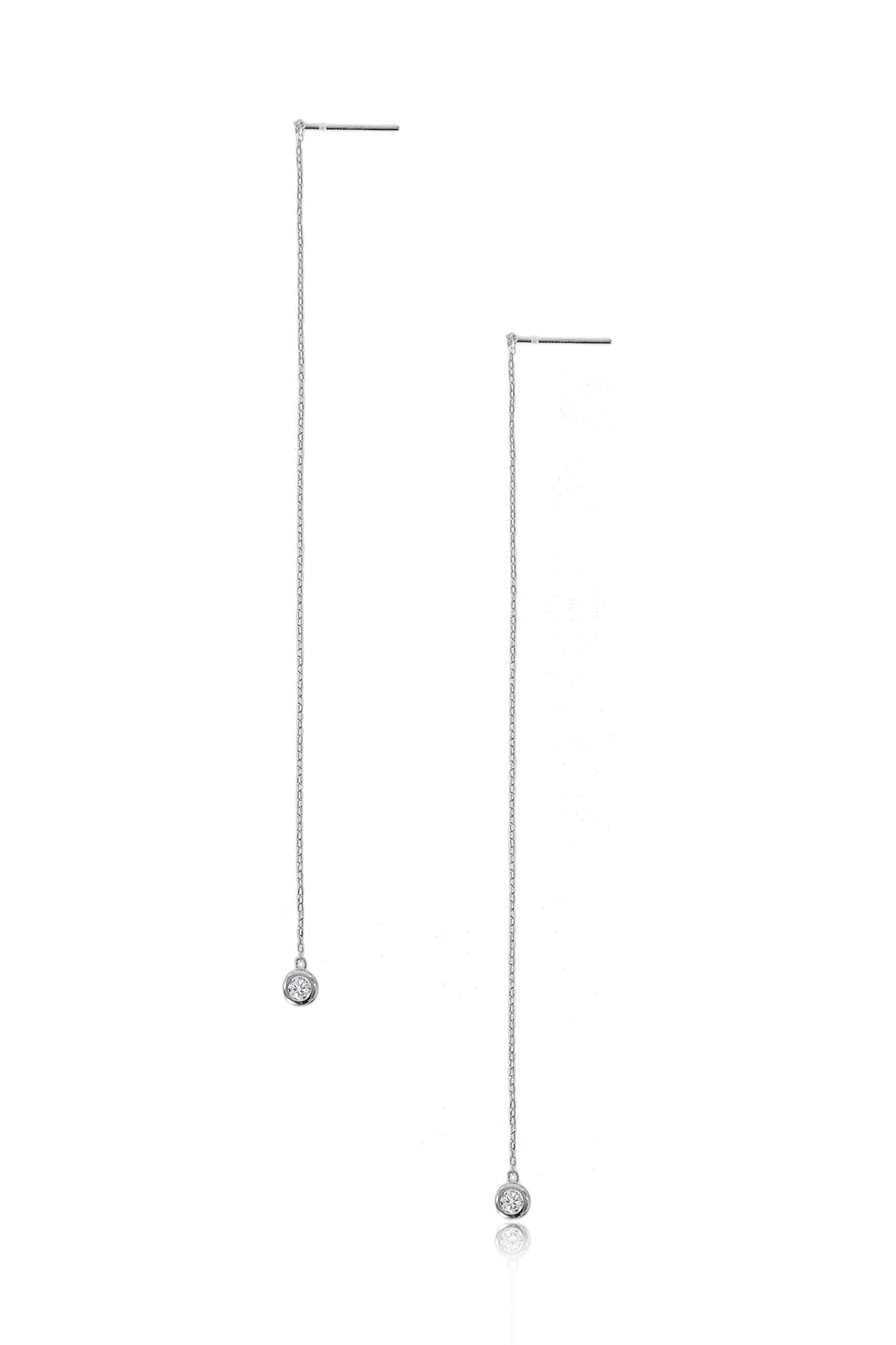 Tadashi Shoji - Sterling Silver Diamond Drop Long Earrings