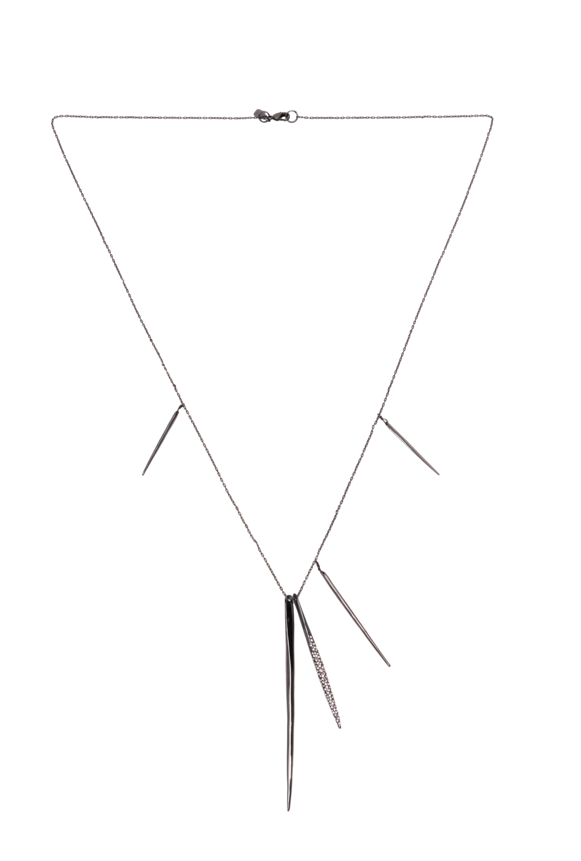 Tadashi Shoji x Alexis Bittar - Gunmetal Long Encrusted Spear Necklace