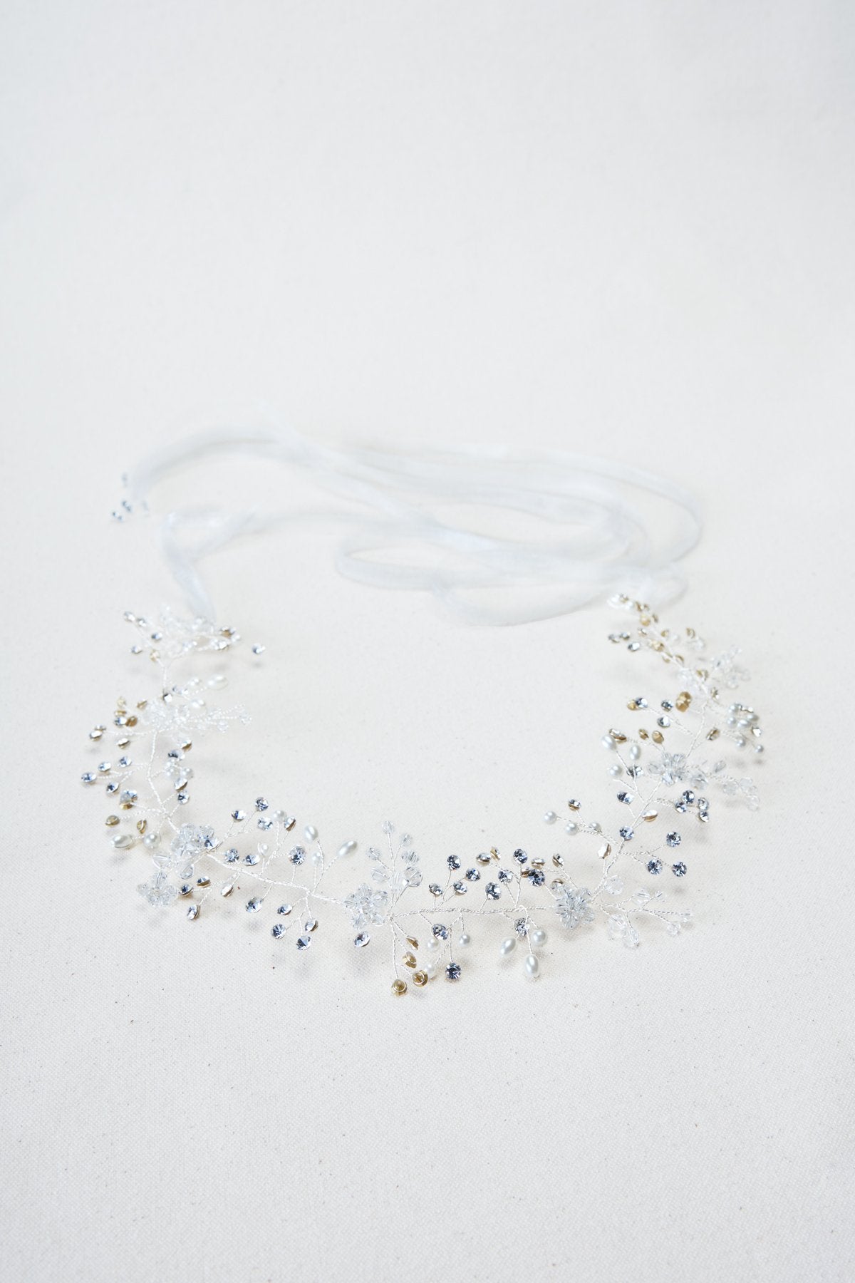 Tadashi Shoji - Sienna Rhinestone x Pearl Ribbon Headpiece