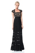 Lace and Pintuck Jersey Gown