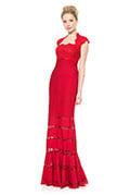 Lace and Pintuck Jersey Gown