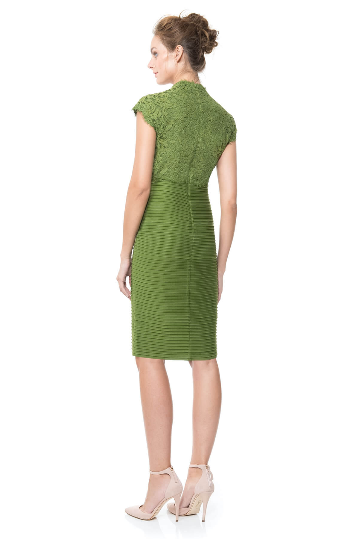 Pintuck Jersey and Lace Sheath