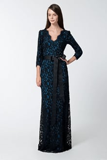 Lace Gown in Black / Prussian Blue