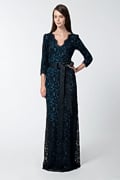 Lace Gown in Black / Prussian Blue