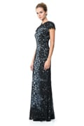 Contrast Embroidered Lace Panel Gown