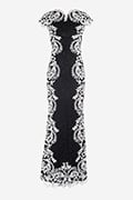 Contrast Lace Cap Sleeve Gown in Ivory / Black