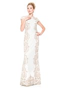 Contrast Embroidered Lace Panel Gown