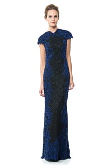 Contrast Embroidered Lace Panel Gown