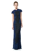 Contrast Embroidered Lace Panel Gown