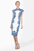 Contrast Embroidered Lace Panel Dress