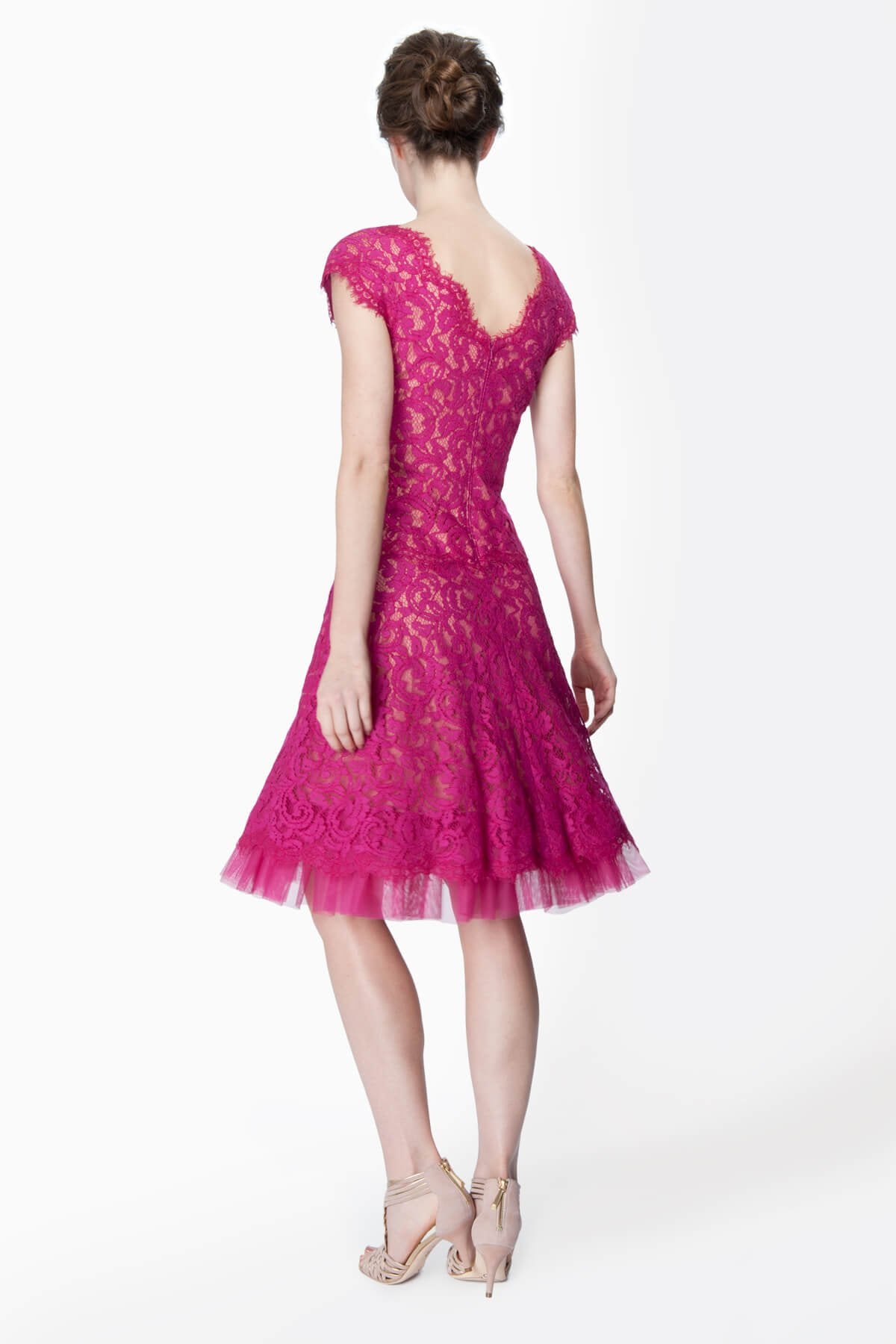 Lace Cap Sleeve Dress in Wild Orchid