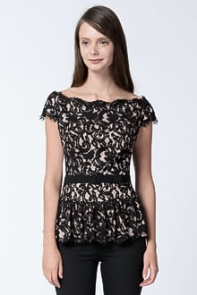 Off Shoulder Peplum Top in Black / Primrose