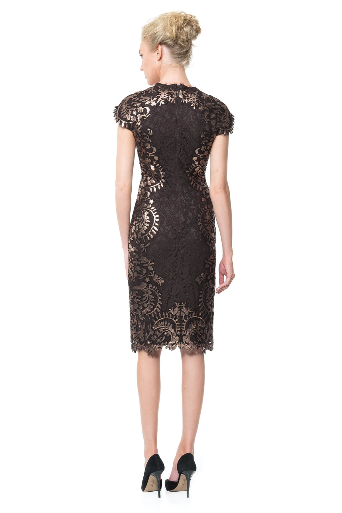 Contrast Paillette Lace Panel Dress