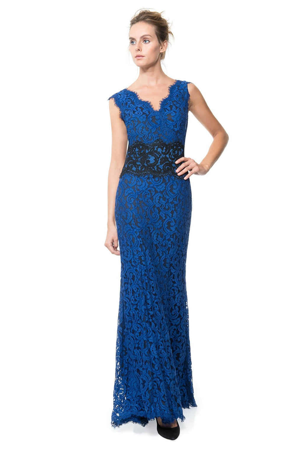 Contrast Lace Waist Gown