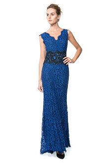 Contrast Lace Waist Gown