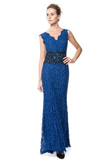 Contrast Lace Waist Gown