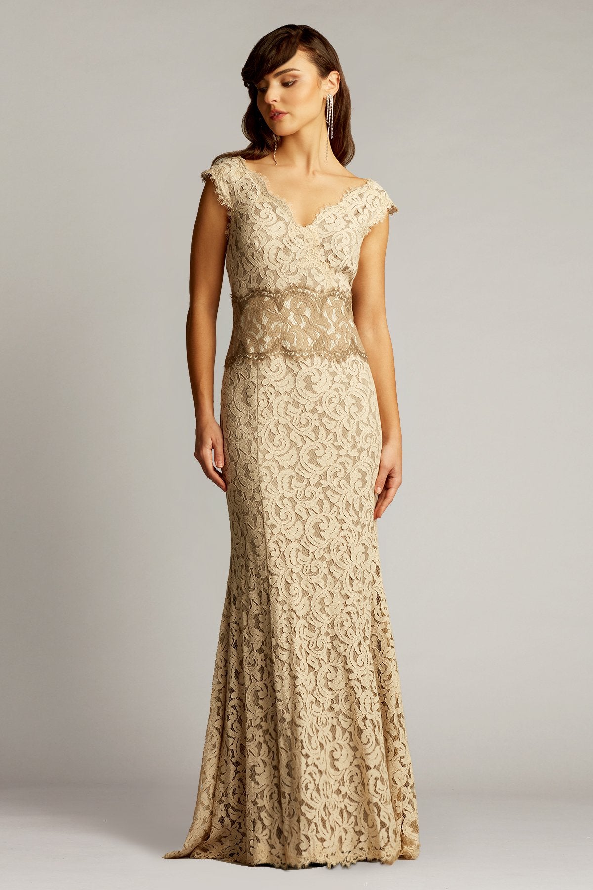 Contrast Lace Waist Gown