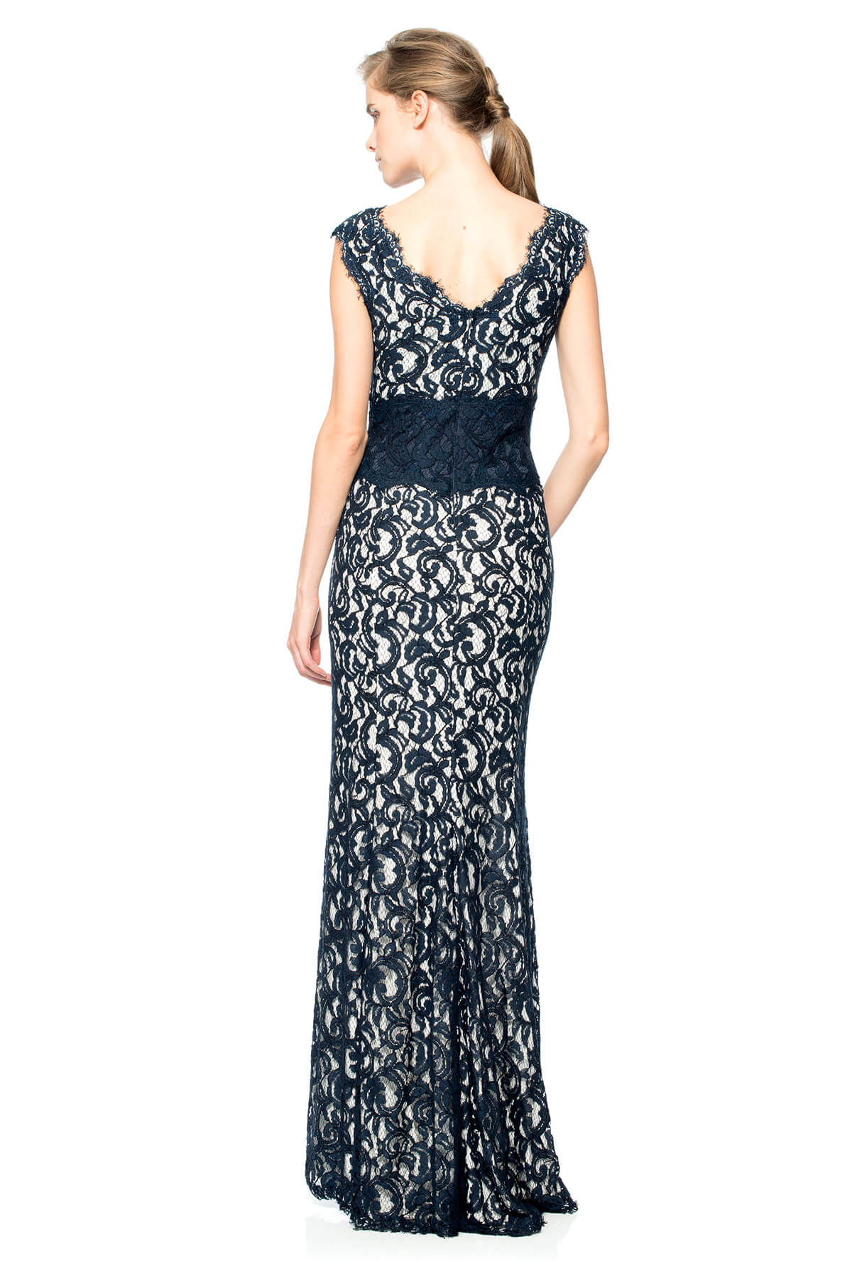 Tadashi Shoji Petite Size - Contrast Lace Waist Gown