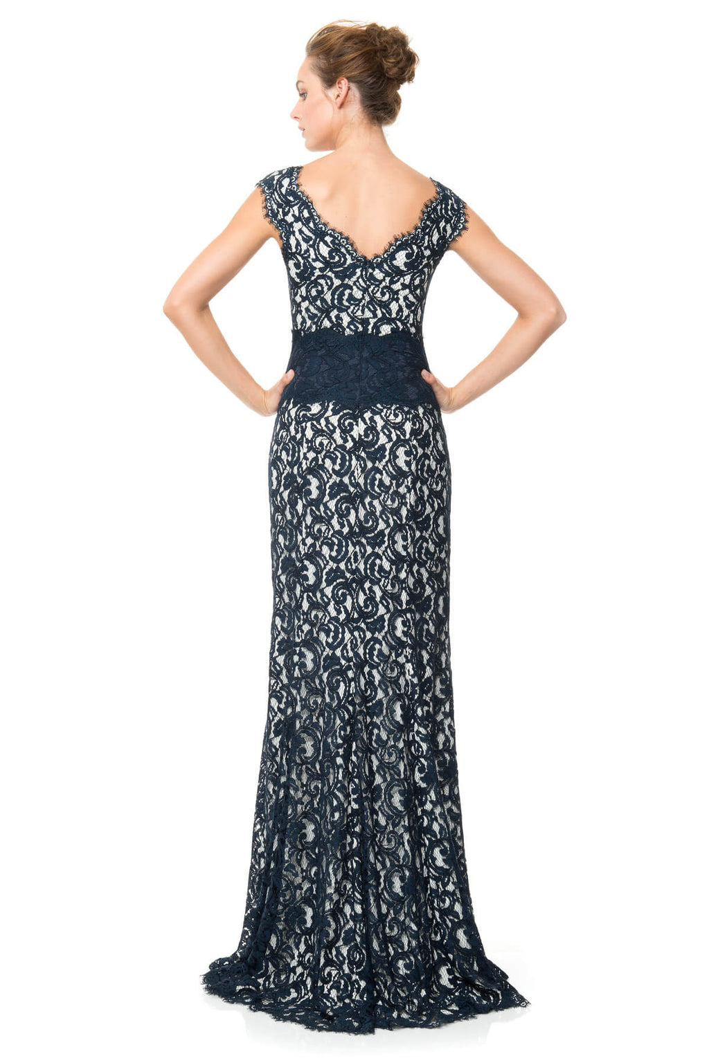 Contrast Lace Waist Gown