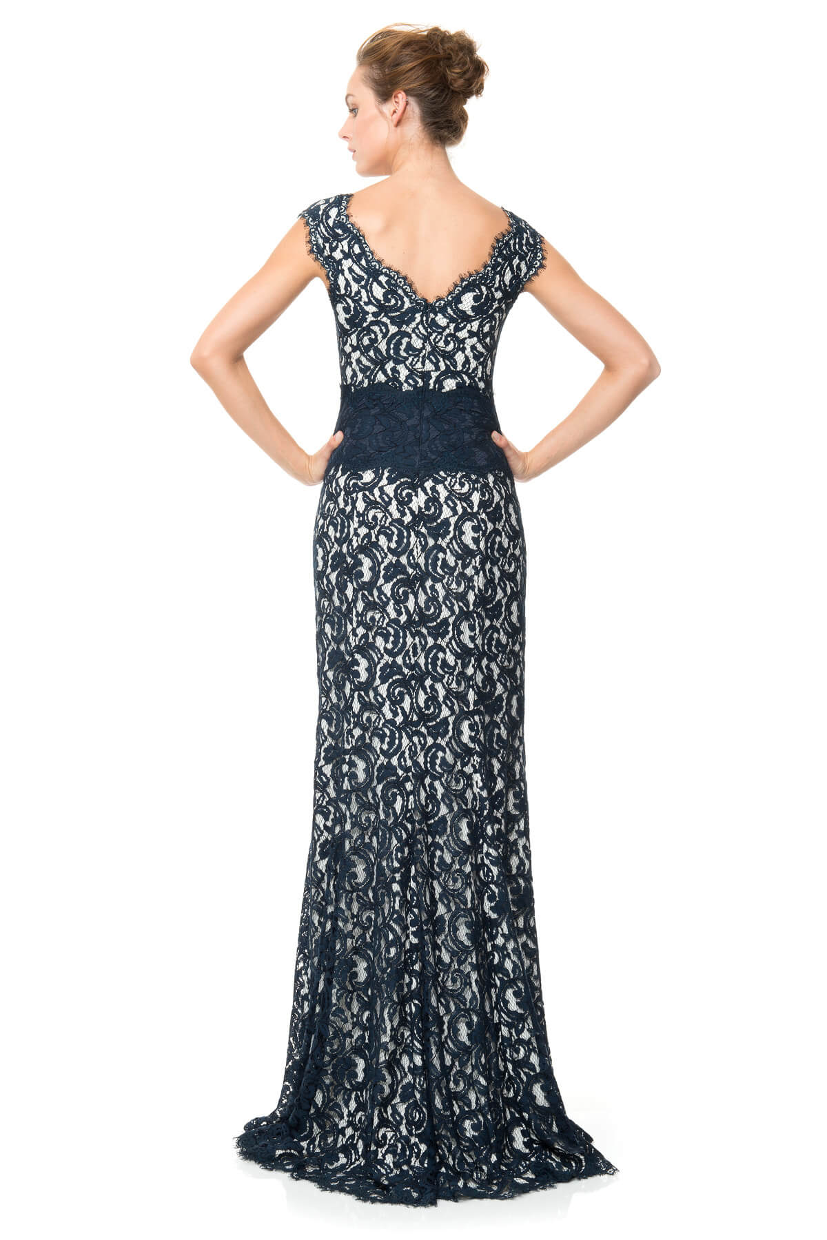 Contrast Lace Waist Gown