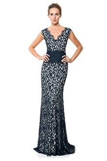 Contrast Lace Waist Gown