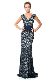 Contrast Lace Waist Gown