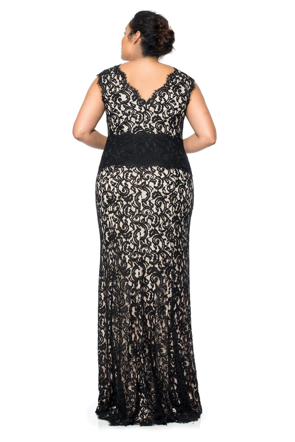 Tadashi Shoji Plus Size - Contrast Lace Waist Gown