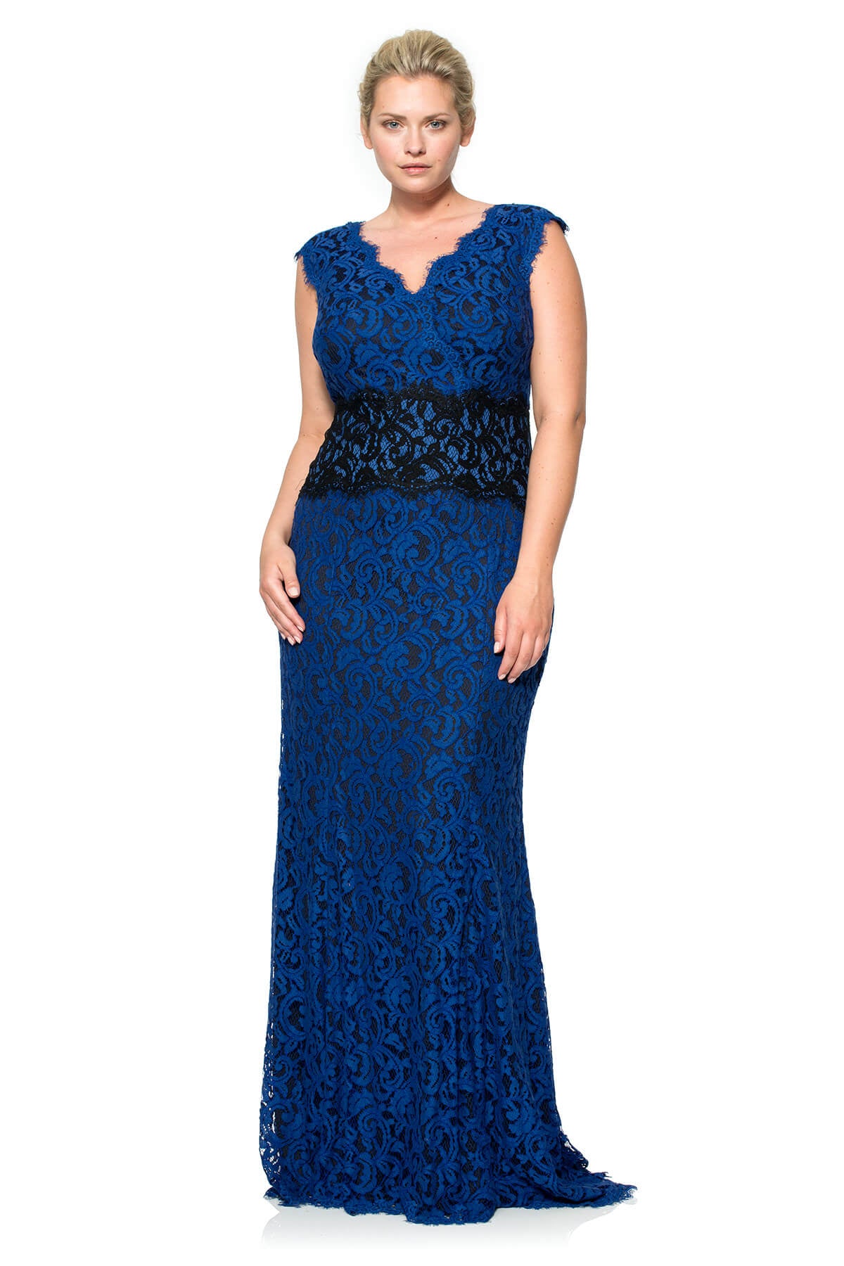 Contrast Lace Waist Gown - PLUS SIZE