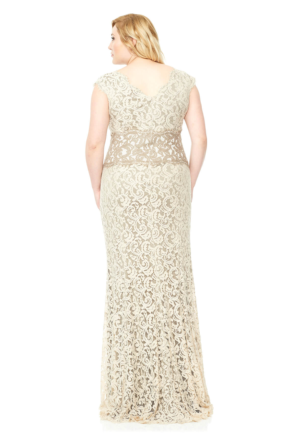 Tadashi Shoji Plus Size - Contrast Lace Waist Gown