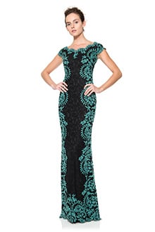 Contrast Embroidered Lace Panel Gown