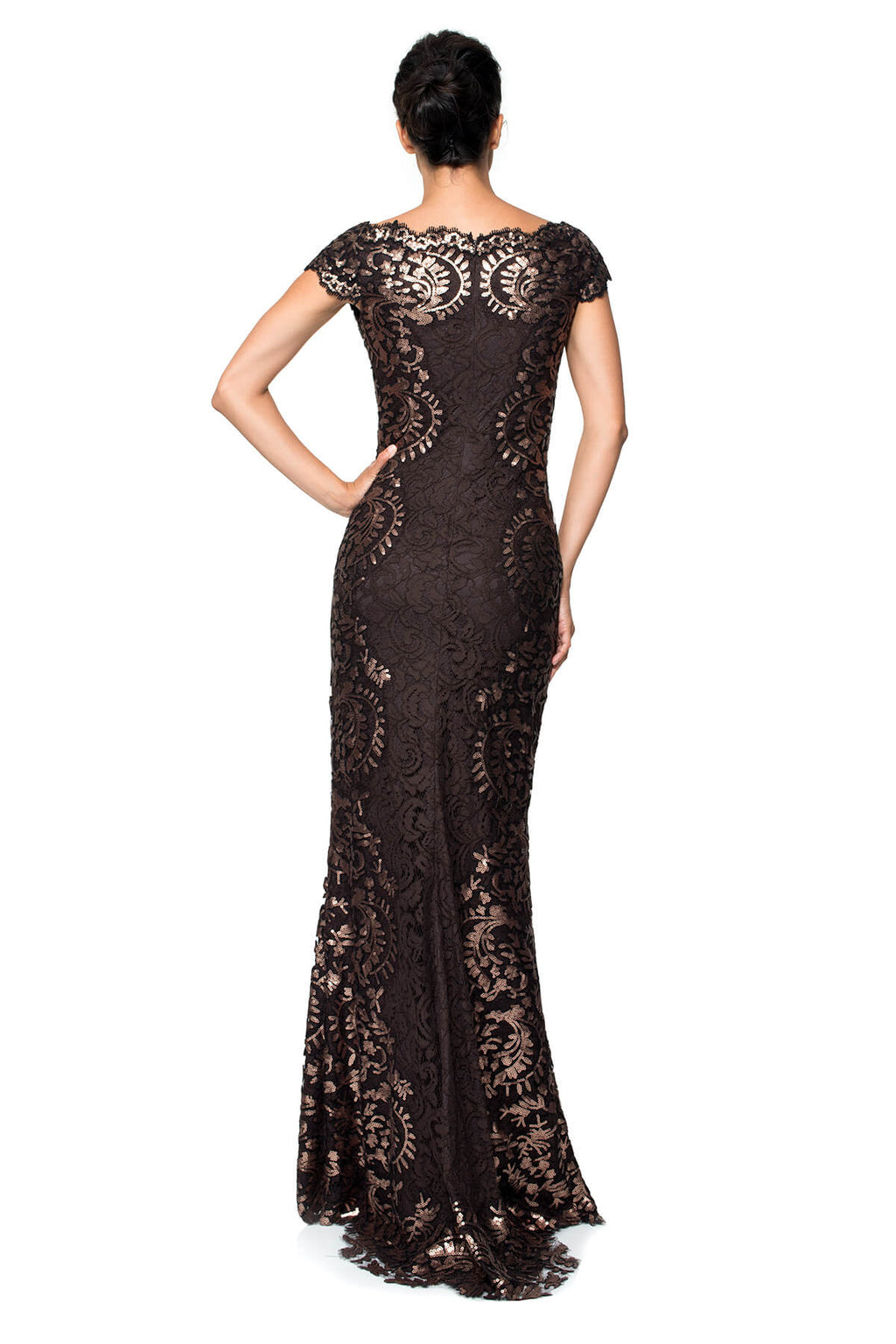 Paillette Lace Panel Gown