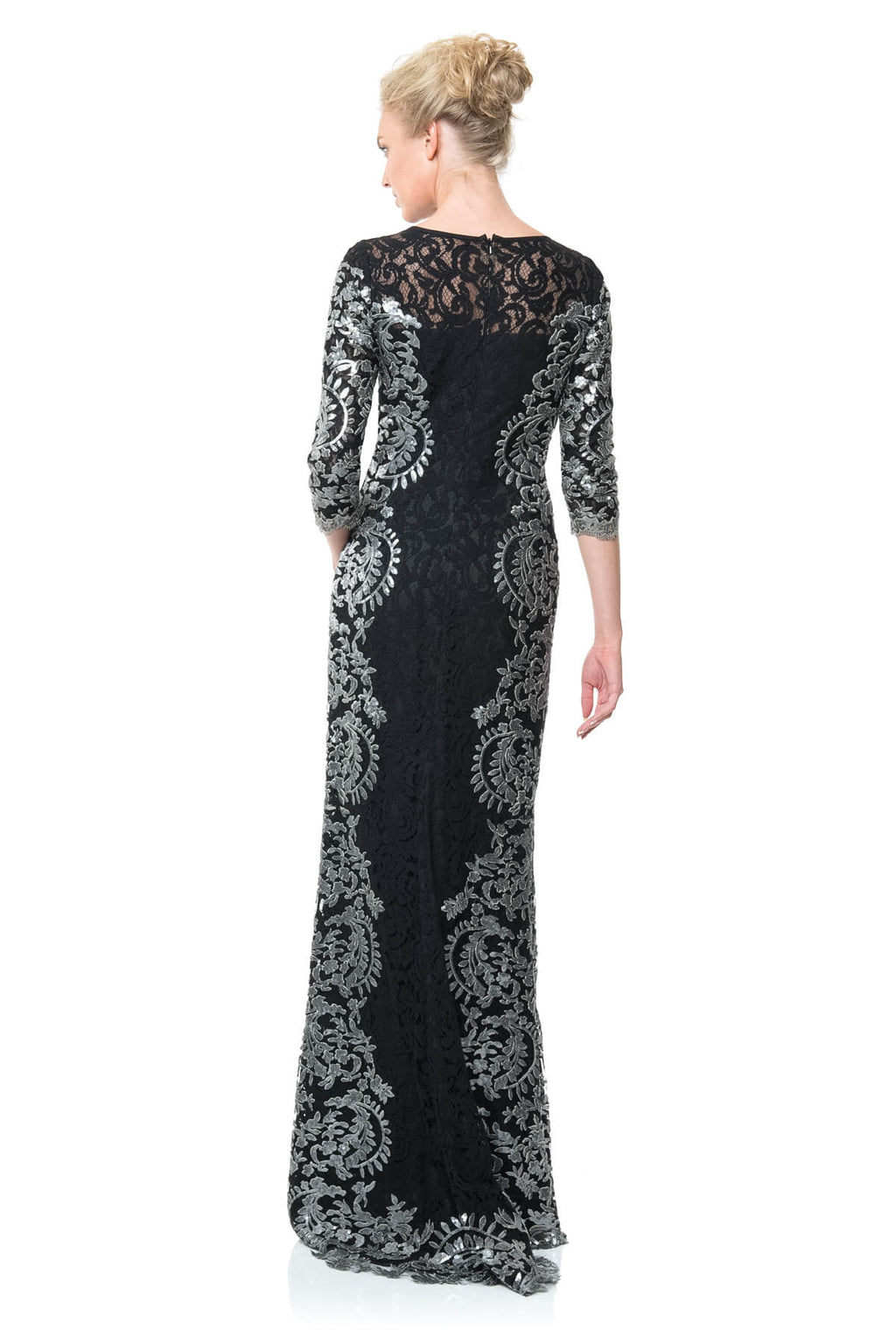 Paillette Lace Panel Gown