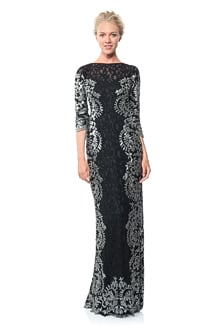 Paillette Lace Panel Gown