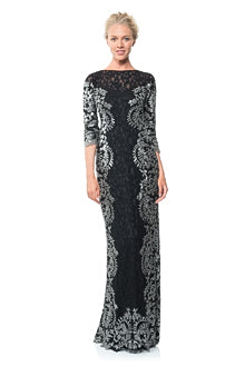 Paillette Lace Panel Gown