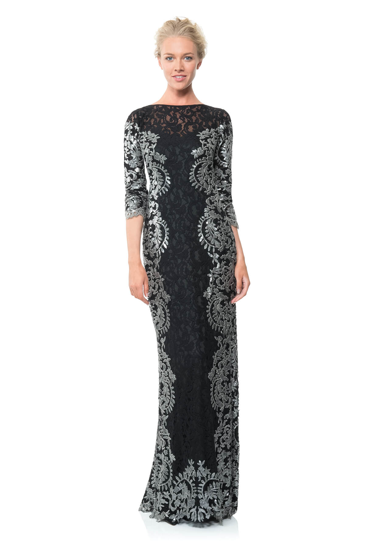 Paillette Lace Panel Gown
