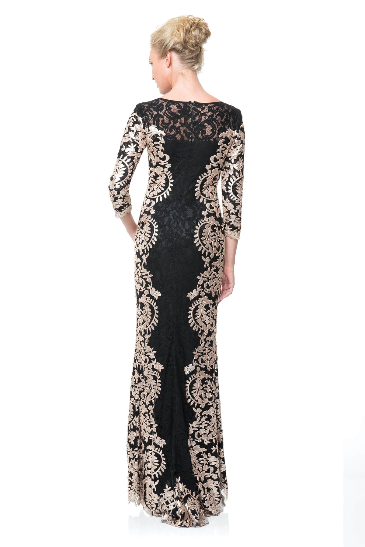 Paillette Lace Panel Gown