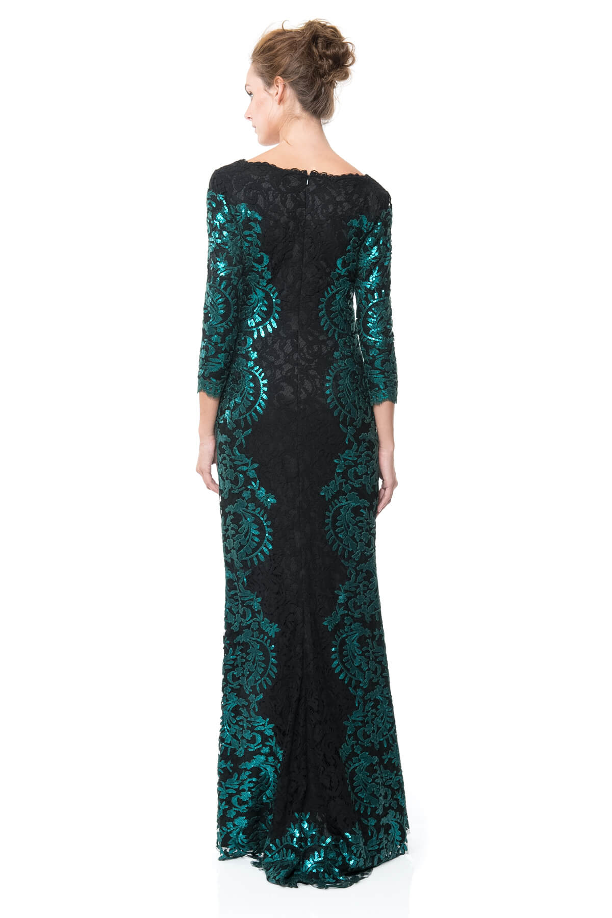 Paillette Lace Panel Gown