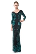 Paillette Lace Panel Gown