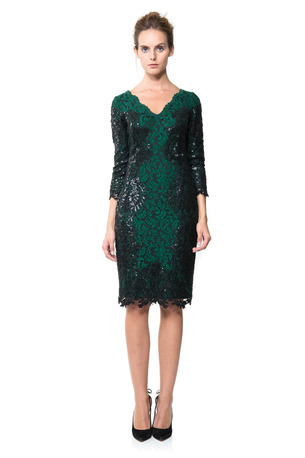 Paillette Lace Panel Dress