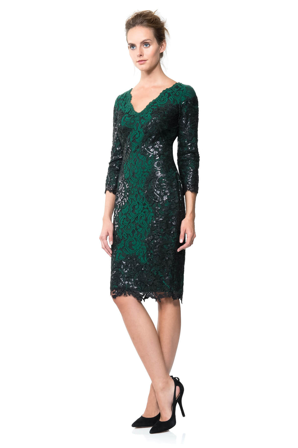 Paillette Lace Panel Dress