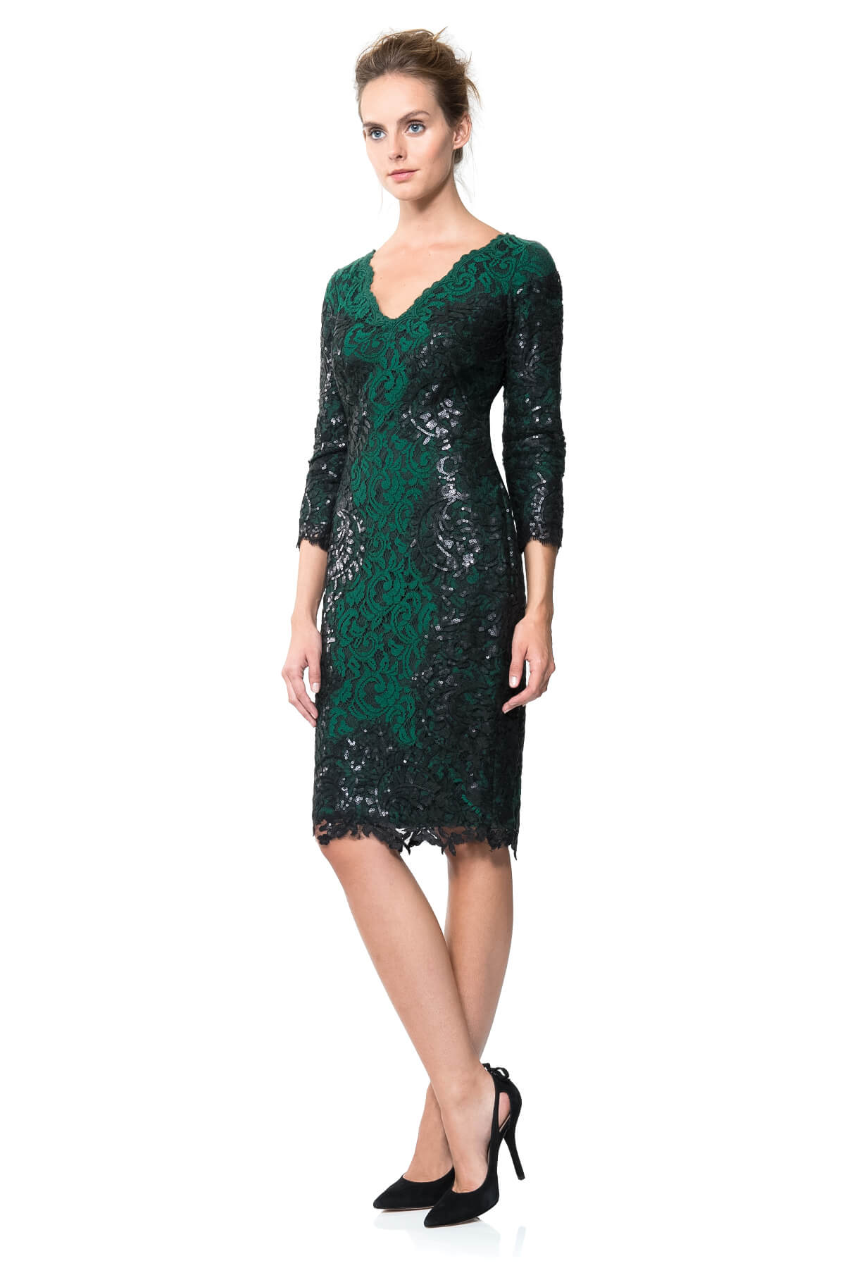 Paillette Lace Panel Dress