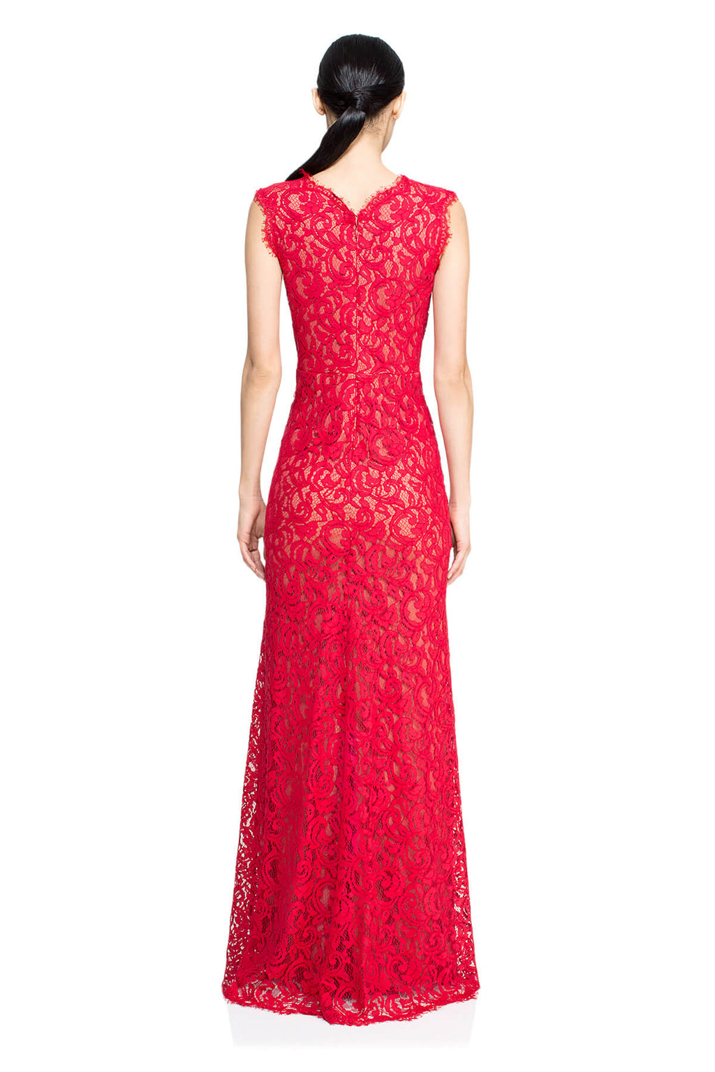 Tadashi Shoji - Lace Embroidery V-Neck Gown