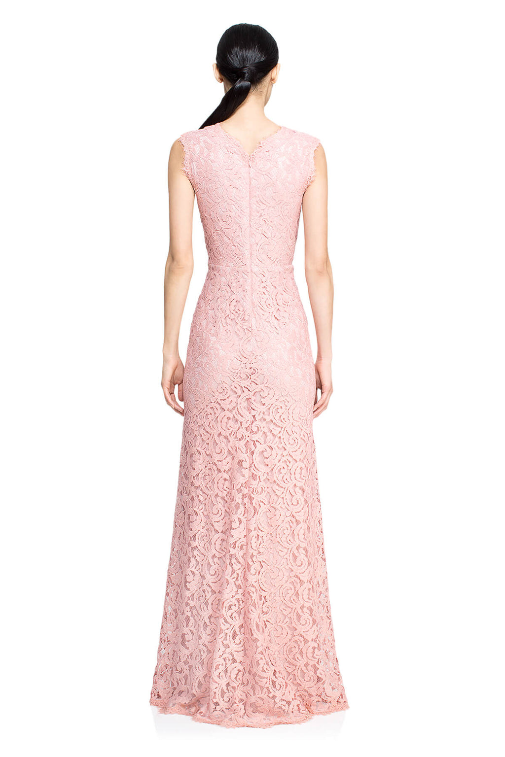 Tadashi Shoji - Lace Embroidery V-Neck Gown