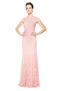 Pintuck Jersey and Lace Cap Sleeve Gown